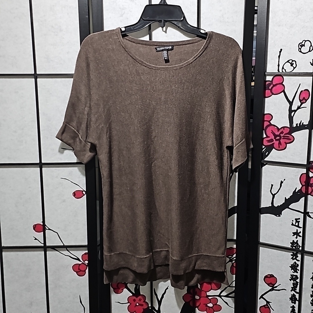 Eileen Fisher Brown Sweater Blouse Top‎ Size Small
